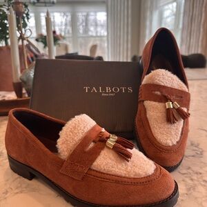 Talbots Brown Suede Women's Loafers with Cream Accent